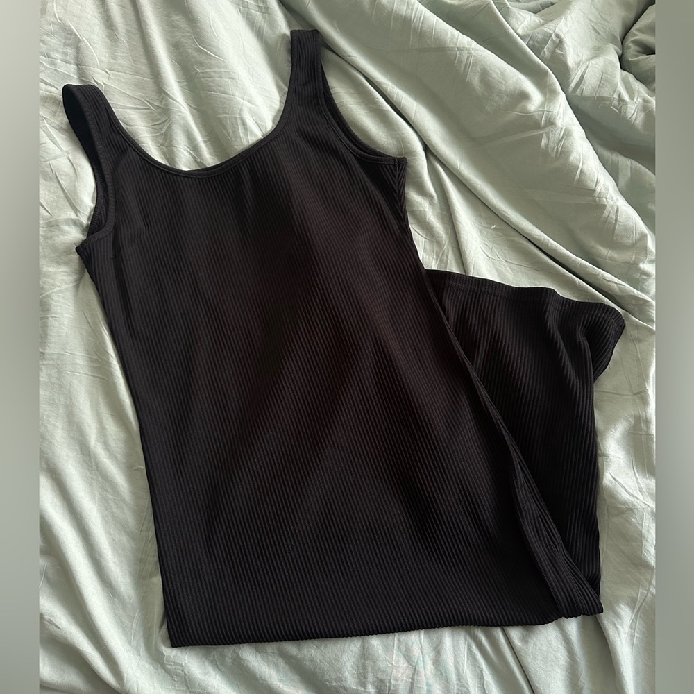 Black Fitted Midi Tank Dress